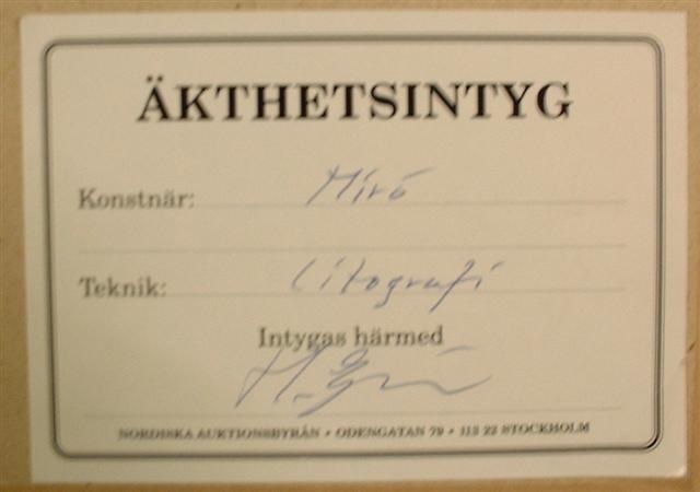 1 Original Miro sign numr litografi