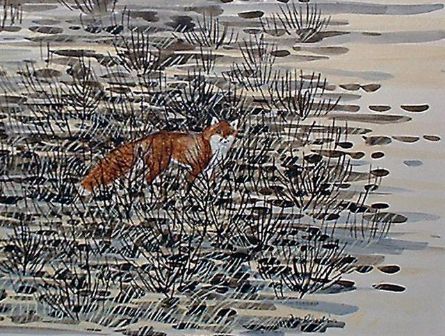 Jan Rhodin water colour fox